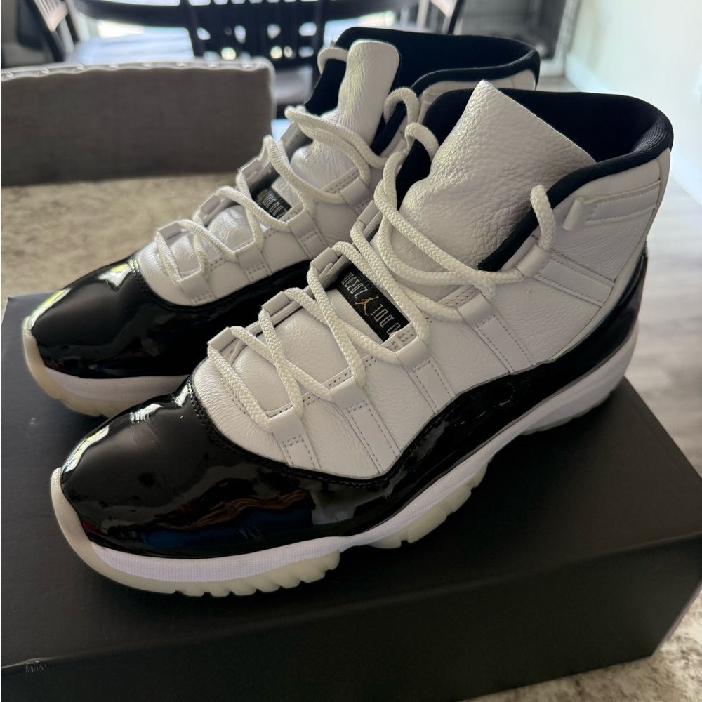 Jordan Air 11 Retro White and Metallic Gold-Black